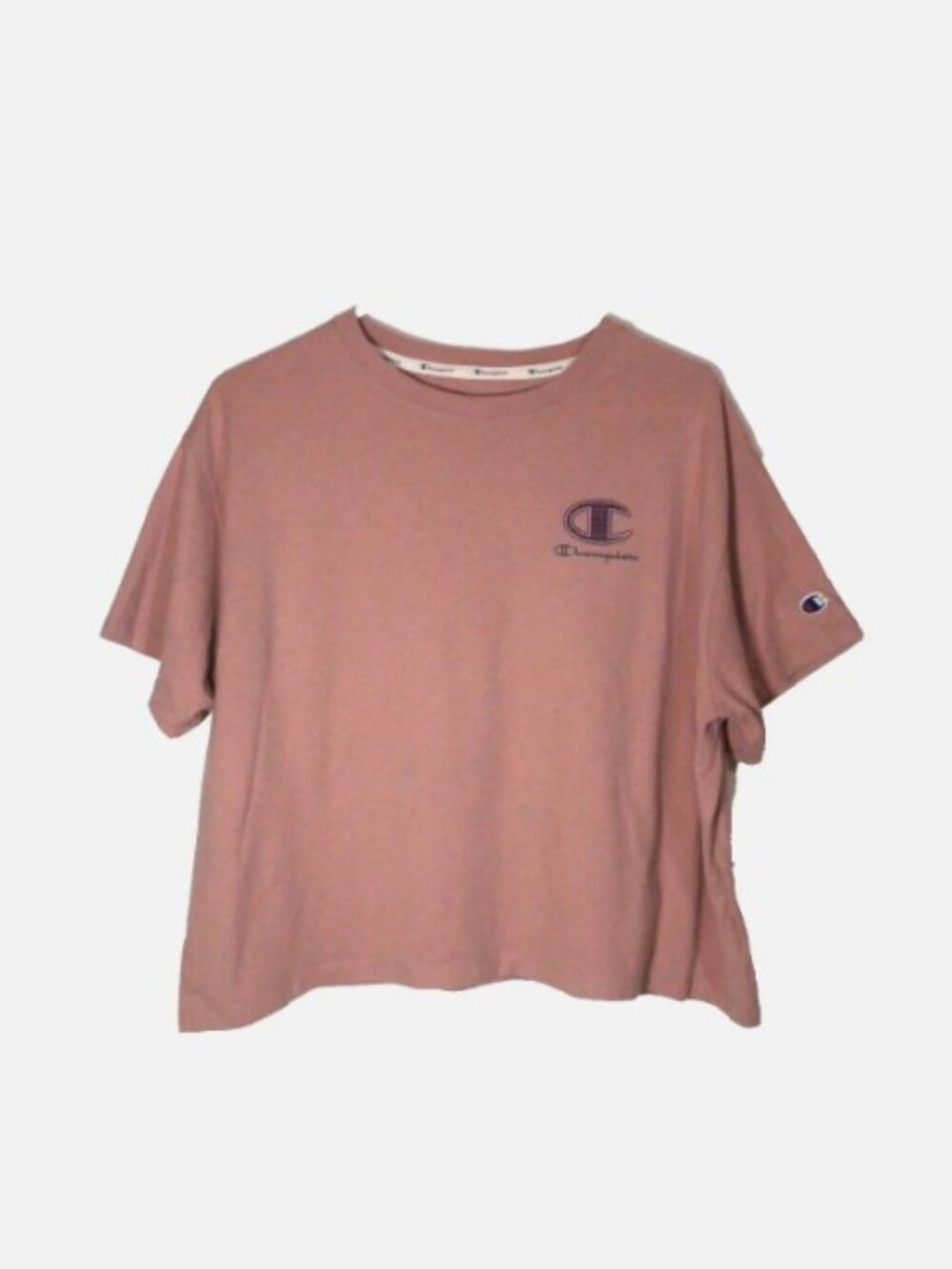 Champion Cropped Short Sleeve Tee T-shirt Pink Women's Sz 1X Excellent